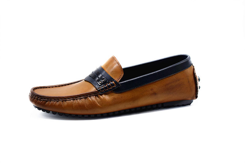 Leather loafer slip on casual driver men shoes